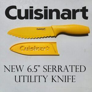 NEW Cuisinart 6.5" Serrated Utility Knife Kitchen Tools Yellow Knife w/ Blade Gu
